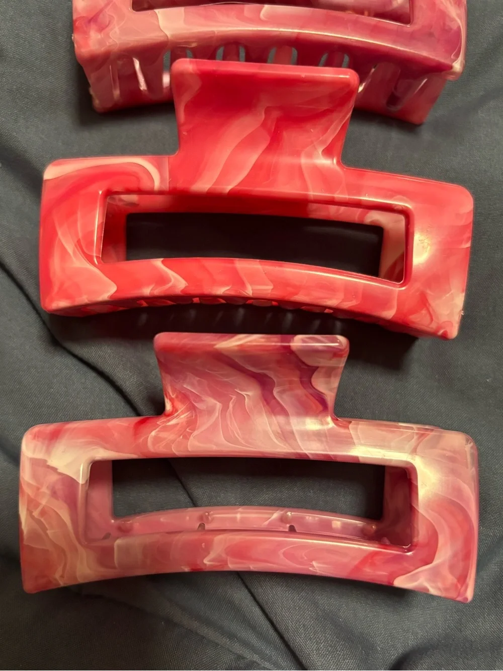 Marbled Pink Resin Hair Claw Clip - Set of 4